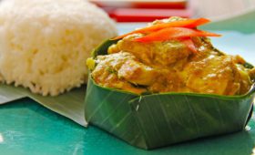 fish amok wrapped in banana leaves