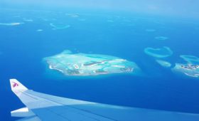 maldives islands from a plane view
